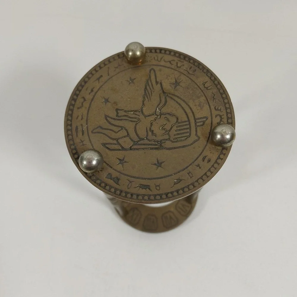 Vintage BRASS Hourglass Roman‎ Numerals Zodiac Clock Andrea by Sadek